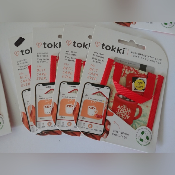 Tokki Reusable Gift Card Holder Mini Bag + Digital EverGREETING Card -Recycled - Picture 3 of 5